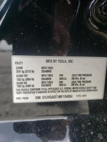 Photo 10 from auction – 2021 TESLA MODEL Y with VIN 5YJYGAEE1MF194084