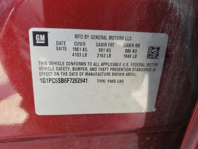 Photo 10 from auction – 2015 CHEVROLET CRUZE LT with VIN 1G1PC5SB6F7262941