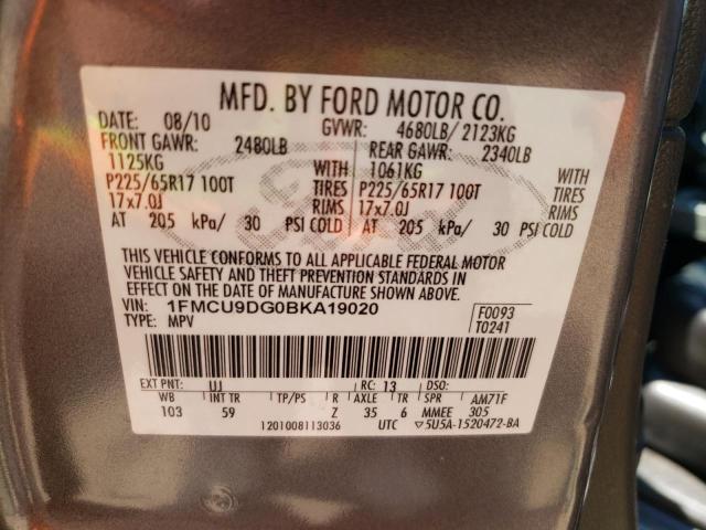 Photo 10 from auction – 2011 FORD ESCAPE XLT with VIN 1FMCU9DG0BKA19020