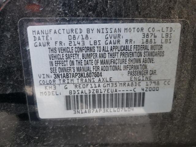 Photo 10 from auction – 2019 NISSAN SENTRA S with VIN 3N1AB7AP3KL607604