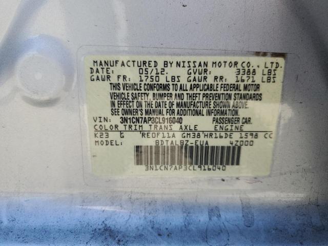 Photo 10 from auction – 2012 NISSAN VERSA S with VIN 3N1CN7AP3CL916040