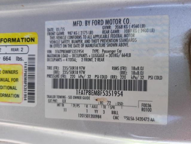 Photo 10 from auction – 2015 FORD MUSTANG with VIN 1FATP8EM8F5351954