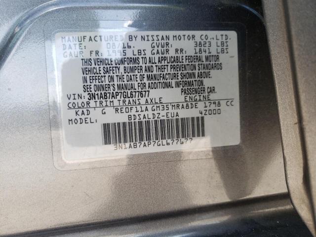 Photo 10 from auction – 2016 NISSAN SENTRA S with VIN 3N1AB7AP7GL677677