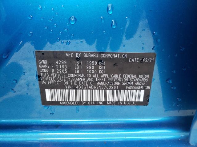 Photo 10 from auction – 2022 SUBARU IMPREZA with VIN 4S3GTAB69N3703261