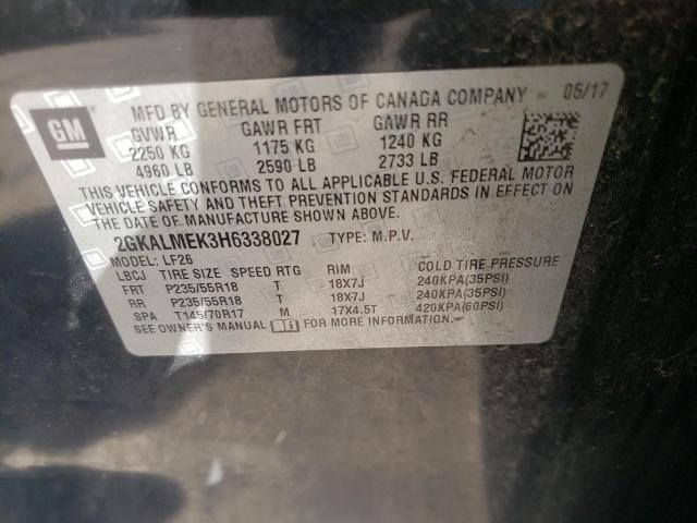 Photo 10 from auction – 2017 GMC TERRAIN SL with VIN 2GKALMEK3H6338027