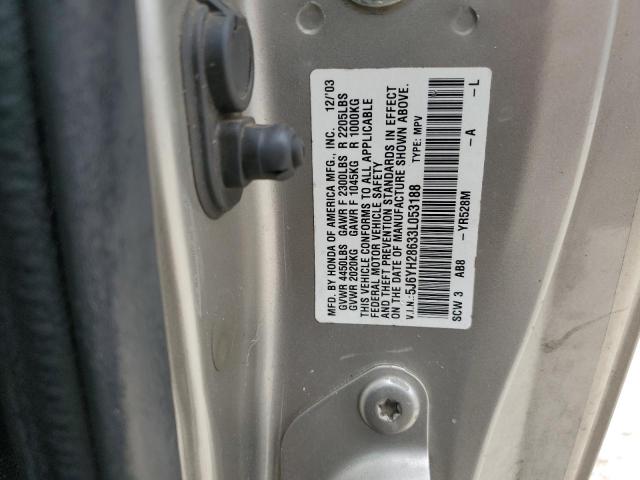 Photo 10 from auction – 2003 HONDA ELEMENT with VIN 5J6YH28633L053188