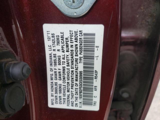 Photo 10 from auction – 2012 HONDA CIVIC LX with VIN 19XFB2F53CE030995