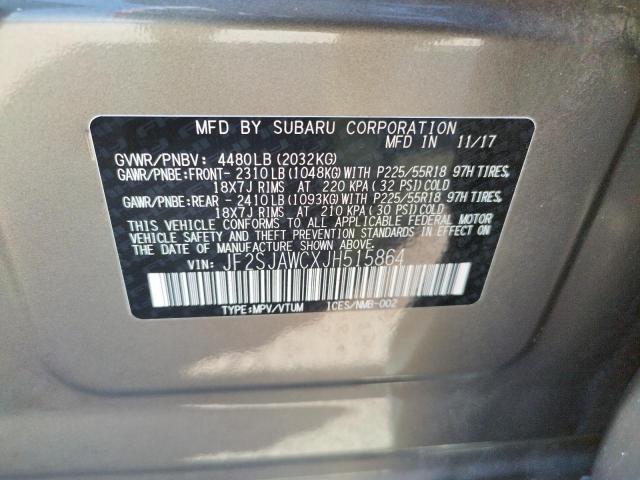 Photo 10 from auction – 2018 SUBARU FORESTER 2 with VIN JF2SJAWCXJH515864