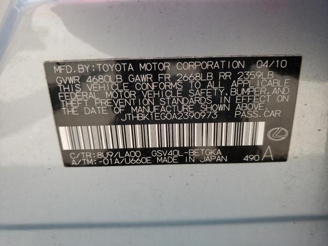 Photo 10 from auction – 2010 LEXUS ES 350 with VIN JTHBK1EG0A2390973