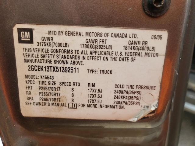 Zdjęcie 10 z aukcji – 2005 CHEVROLET SILVERADO z VIN 2GCEK13TX51392511