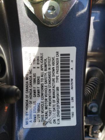 Photo 10 from auction – 2016 HONDA CIVIC LX with VIN 2HGFC2F54GH541589