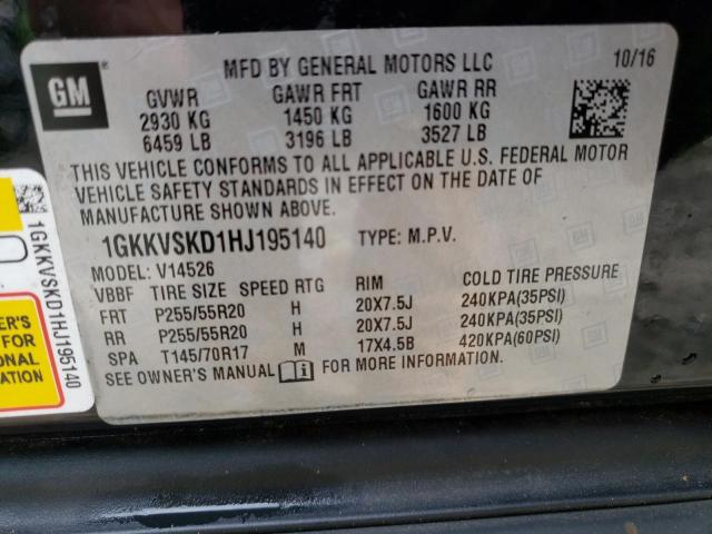 Photo 10 from auction – 2017 GMC ACADIA LIM with VIN 1GKKVSKD1HJ195140