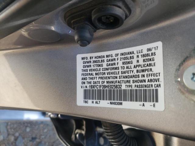 Photo 10 from auction – 2017 HONDA CIVIC EX with VIN 19XFC1F39HE025832