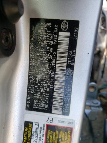 Photo 10 from auction – 2012 TOYOTA CAMRY BASE with VIN 4T1BF1FK5CU600575