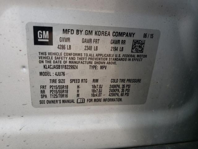 Photo 10 from auction – 2015 BUICK ENCORE with VIN KL4CJASB1FB229924