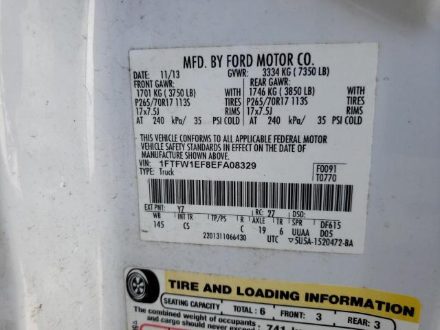 Photo 10 from auction – 2014 FORD F150 SUPER with VIN 1FTFW1EF8EFA08329