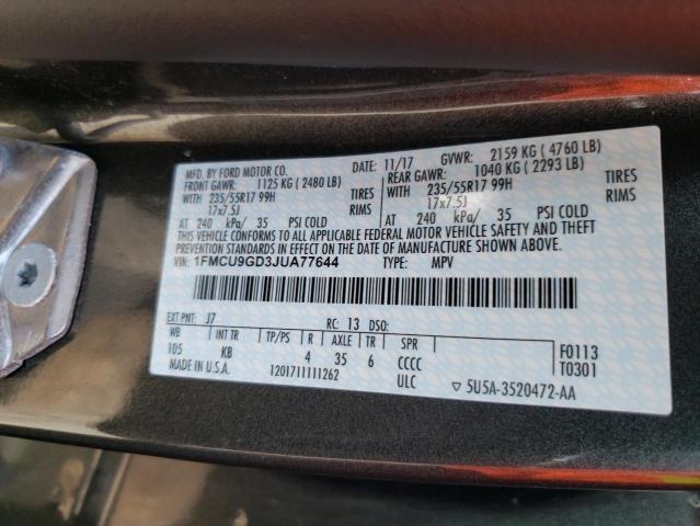 Photo 10 from auction – 2018 FORD ESCAPE SE with VIN 1FMCU9GD3JUA77644