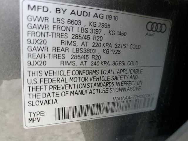 Photo 10 from auction – 2017 AUDI Q7 PREMIUM with VIN WA1AAAF77HD030977