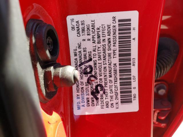Photo 10 from auction – 2016 HONDA CIVIC EX with VIN 2HGFC2F7XGH568104