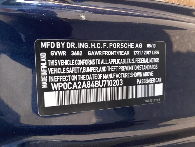 Photo 10 from auction – 2011 PORSCHE BOXSTER with VIN WP0CA2A84BU710203