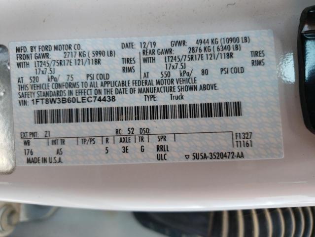 Photo 10 from auction – 2020 FORD F350 SUPER with VIN 1FT8W3B60LEC74438