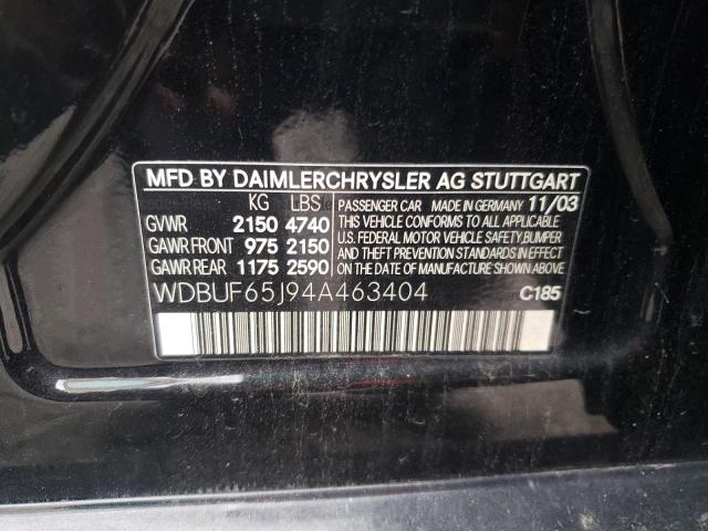 Photo 10 from auction – 2004 MERCEDES-BENZ E 320 with VIN WDBUF65J94A463404