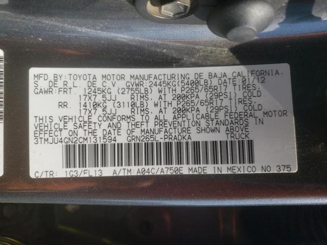 Photo 10 from auction – 2012 TOYOTA TACOMA DOU with VIN 3TMJU4GN2CM131594