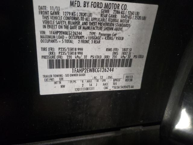 Foto 10 de la subasta – 2012 FORD TAURUS SEL con VIN 1FAHP2EW8CG126244