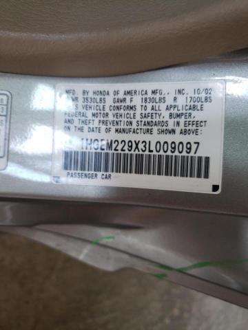 Photo 10 from auction – 2003 HONDA CIVIC EX with VIN 1HGEM229X3L009097