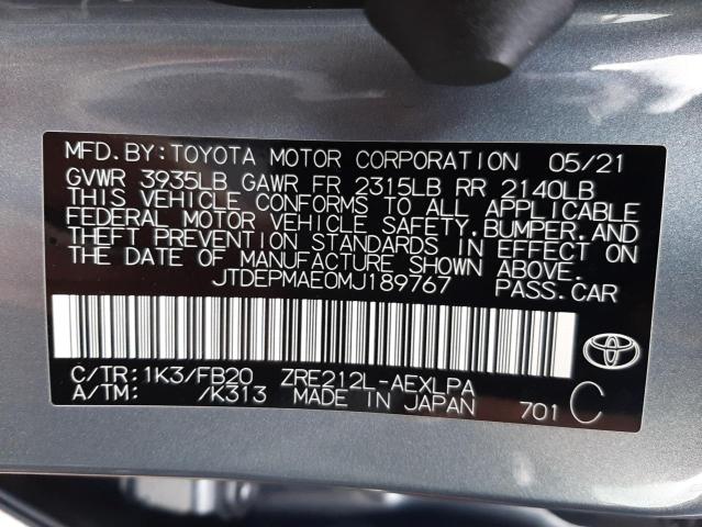 Photo 10 from auction – 2021 TOYOTA COROLLA LE with VIN JTDEPMAE0MJ189767