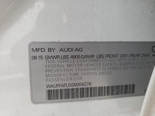 Photo 10 from auction – 2016 AUDI A4 PREMIUM with VIN WAUFFAFL5GN004278