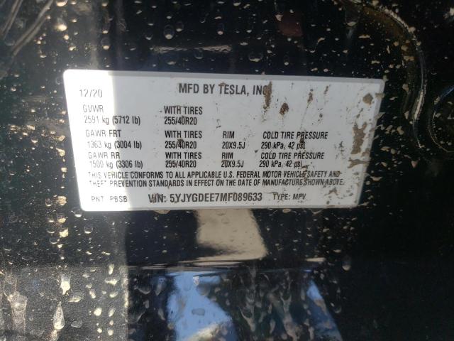 Photo 10 from auction – 2021 TESLA MODEL Y with VIN 5YJYGDEE7MF089633