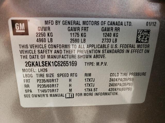Photo 10 from auction – 2012 GMC TERRAIN SL with VIN 2GKALSEK1C6265169