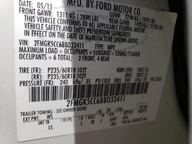 Photo 10 from auction – 2011 FORD FLEX SEL with VIN 2FMGK5CC6BBD33411