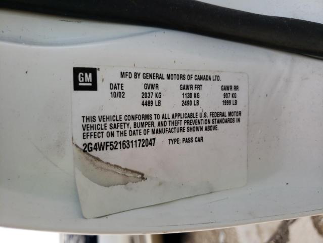 Photo 10 from auction – 2003 BUICK REGAL GS with VIN 2G4WF521631172047