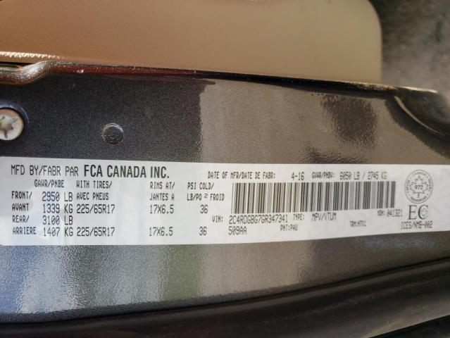 Photo 10 from auction – 2016 DODGE GRAND CARA with VIN 2C4RDGBG7GR347341