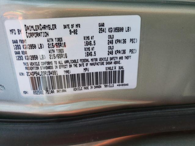 Photo 10 from auction – 2003 CHRYSLER TOWN & COU with VIN 2C4GP54L23R154991