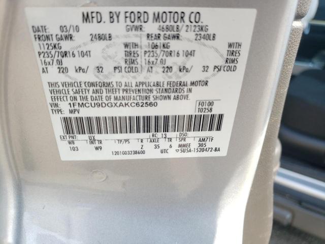 Photo 10 from auction – 2010 FORD ESCAPE XLT with VIN 1FMCU9DGXAKC62560