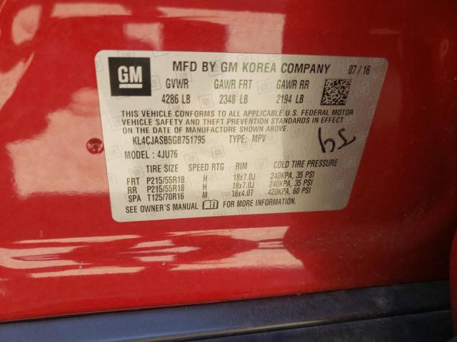 Photo 10 from auction – 2016 BUICK ENCORE with VIN KL4CJASB5GB751795