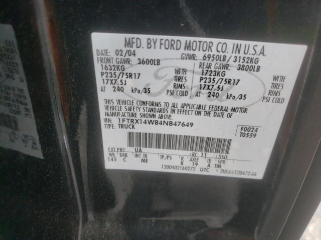 Photo 10 from auction – 2004 FORD F150 with VIN 1FTRX14W84NB47649