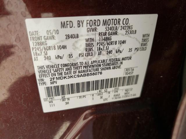 Photo 10 from auction – 2010 FORD EDGE LIMIT with VIN 2FMDK3KC9ABB58076