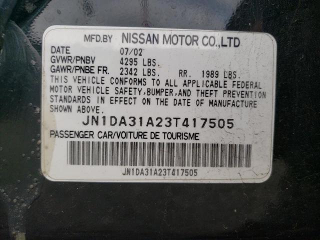 Photo 10 from auction – 2003 NISSAN MAXIMA GLE with VIN JN1DA31A23T417505