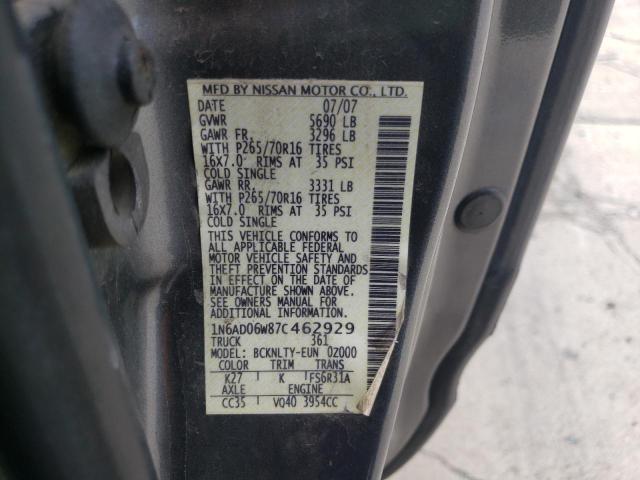 Photo 10 from auction – 2007 NISSAN FRONTIER K with VIN 1N6AD06W87C462929
