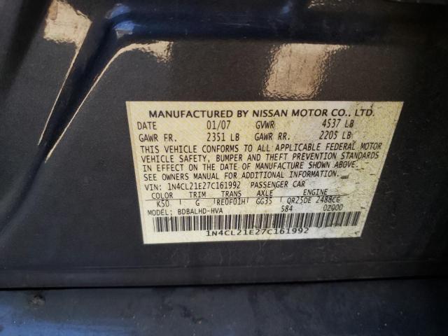 Photo 10 from auction – 2007 NISSAN ALTIMA with VIN 1N4CL21E27C161992