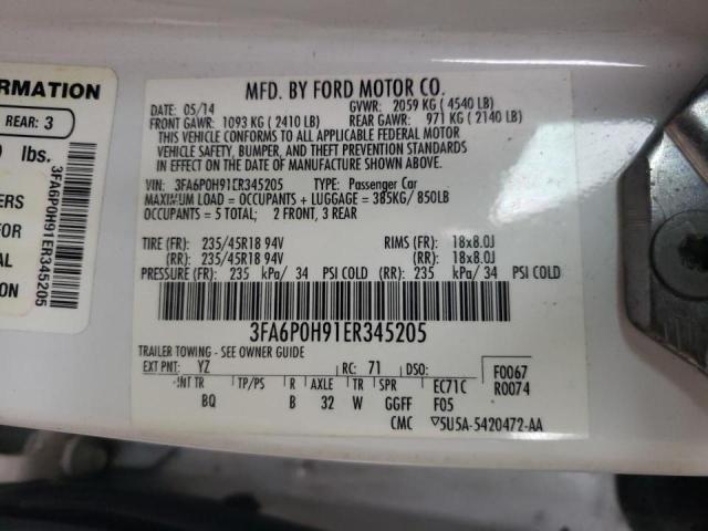 Photo 10 from auction – 2014 FORD FUSION SE with VIN 3FA6P0H91ER345205