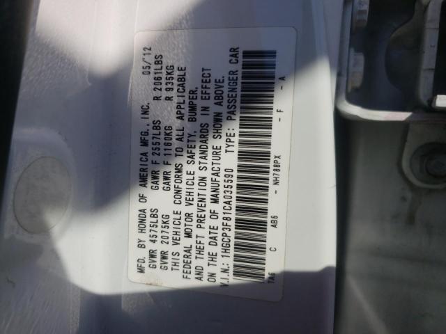 Photo 10 from auction – 2012 HONDA ACCORD EXL with VIN 1HGCP3F81CA035590