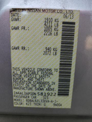 Photo 10 from auction – 2013 NISSAN ALTIMA 2.5 with VIN 1N4AL3AP1DN581922