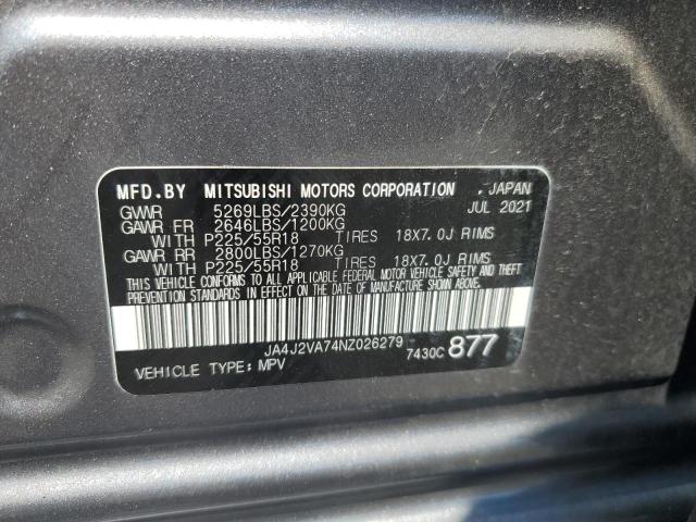 Photo 10 from auction – 2022 MITSUBISHI OUTLANDER with VIN JA4J2VA74NZ026279