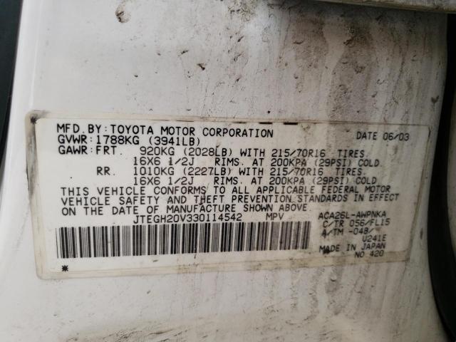 Photo 10 from auction – 2003 TOYOTA RAV4 with VIN JTEGH20V330114542