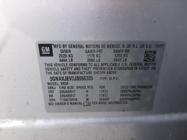 Photo 10 from auction – 2018 CHEVROLET EQUINOX LT with VIN 3GNAXJEV7JS556303